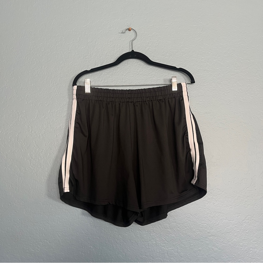 Black Athletic Shorts with White Stripes